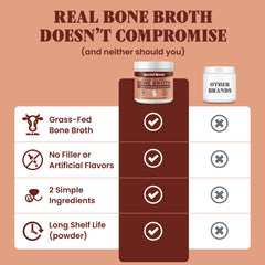 Special Breed bone broth powder with scoop beside bottle for easy use