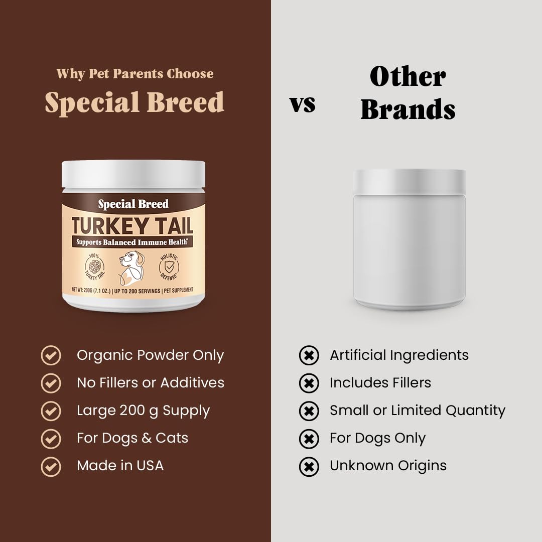 Special Breed organic turkey tail powder label showing purity