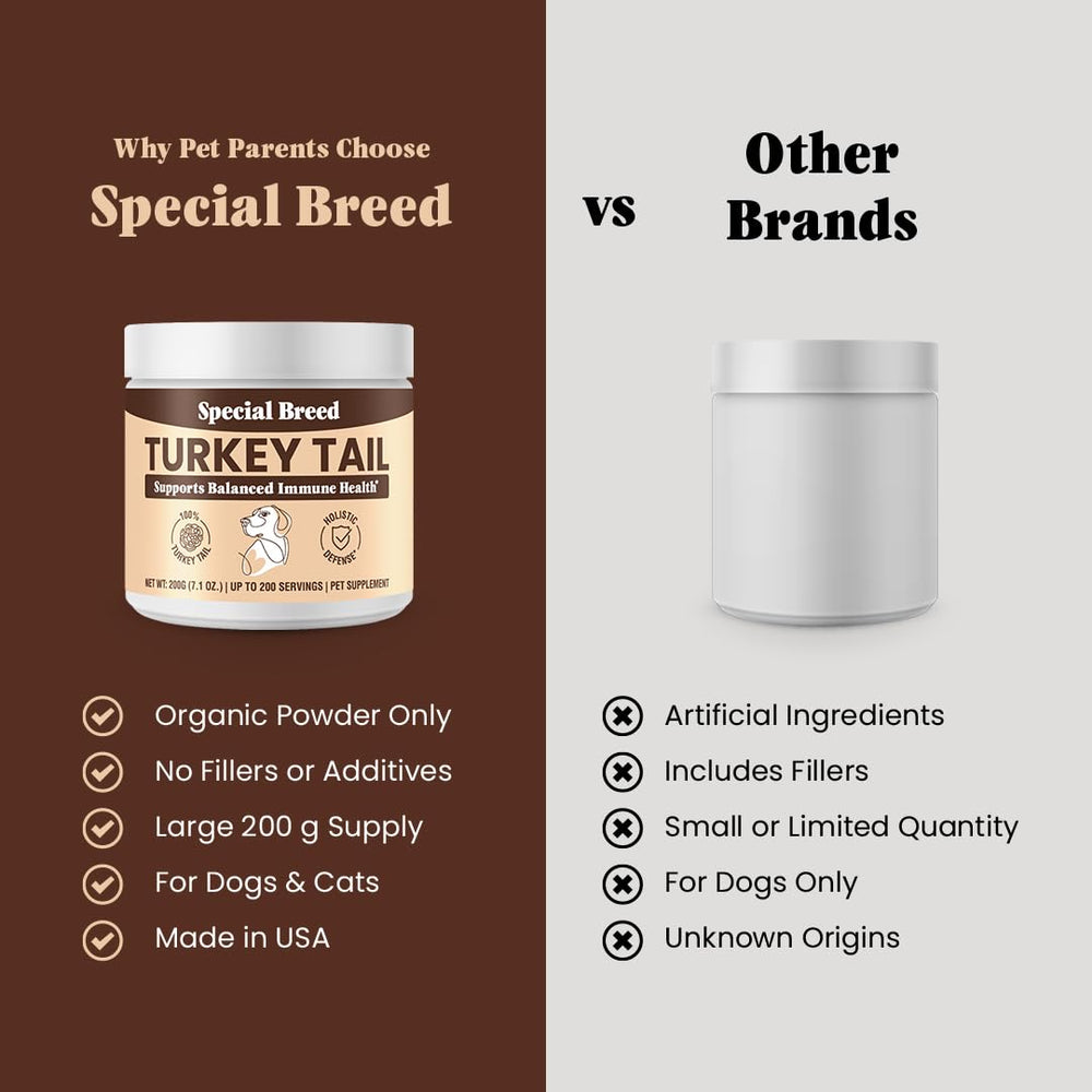 Special Breed organic turkey tail powder label showing purity