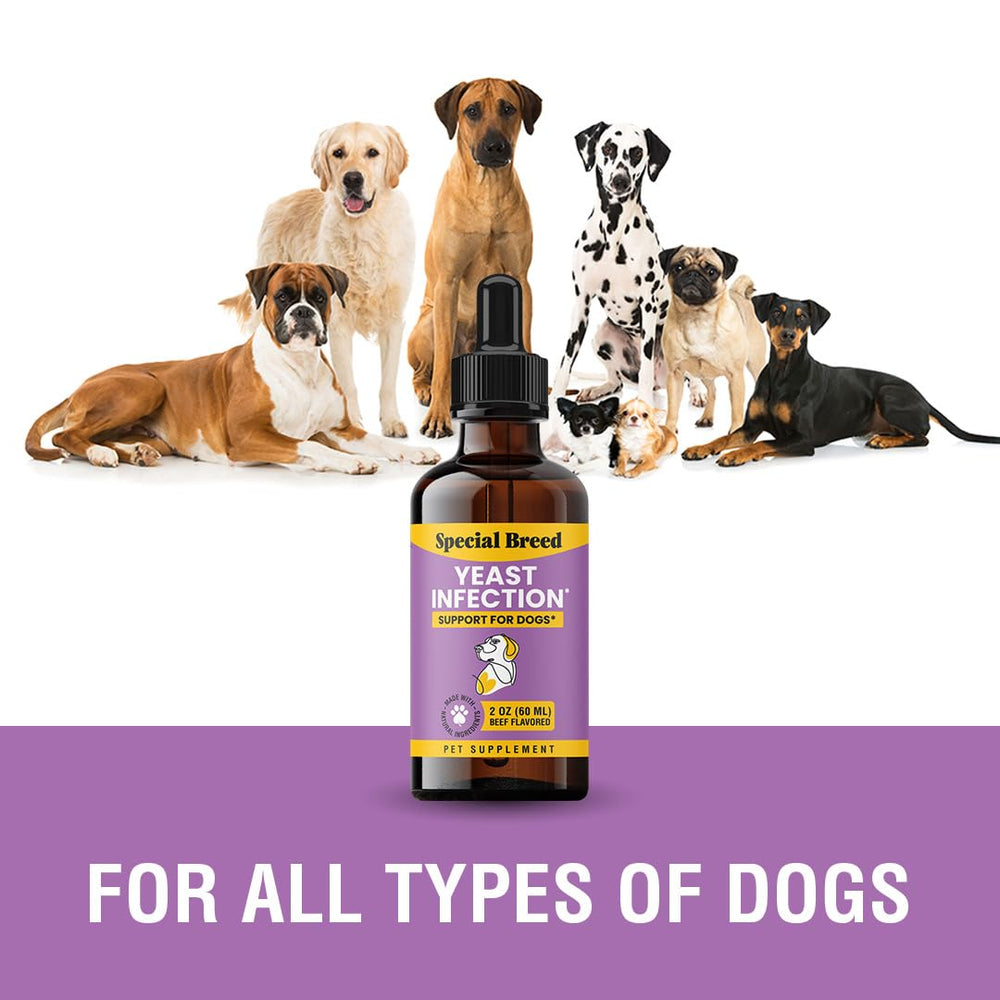 Special Breed 2 oz bottle supports yeast-related discomfort in ears and skin.