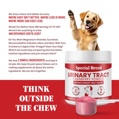 Special Breed UTI powder packaging highlighting two-ingredient formula.