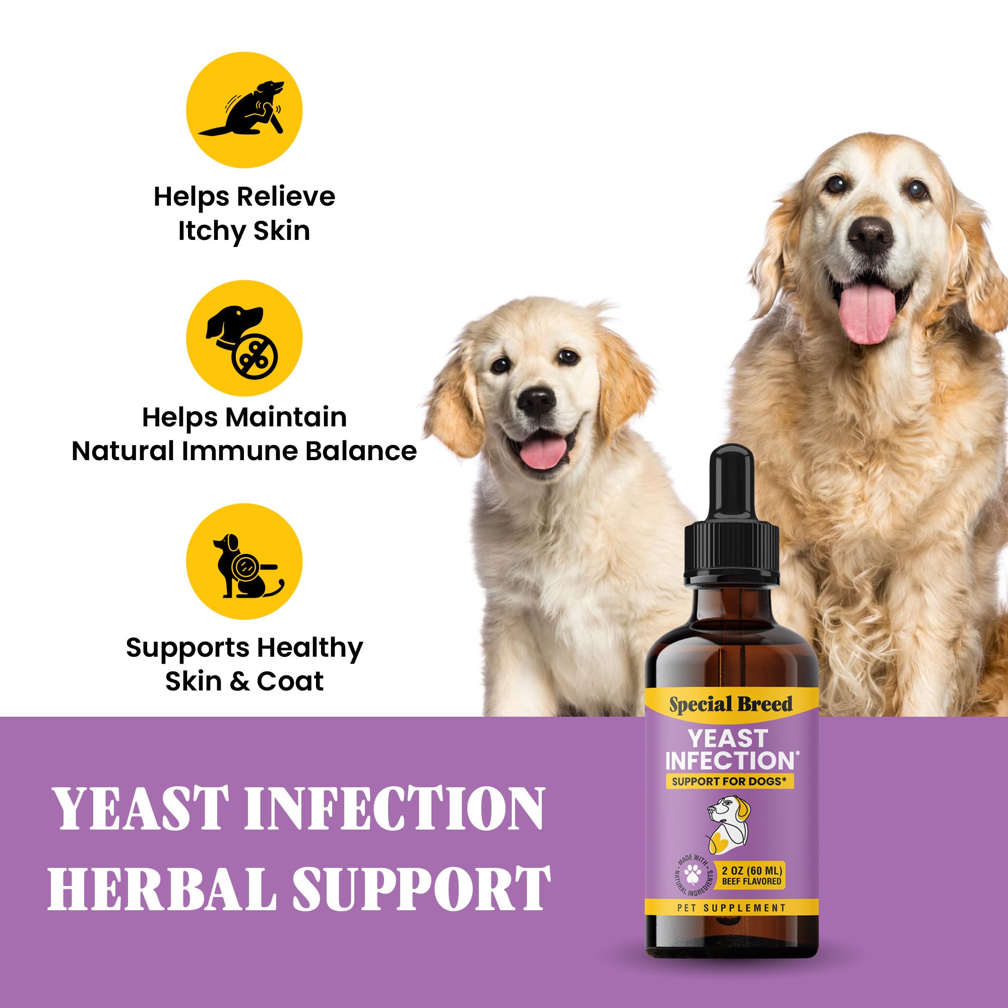 Special Breed label close-up shows dog-friendly formula for yeast balance