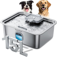 Speedeer 4Gal fountain with wide base supports large-dog hydration.