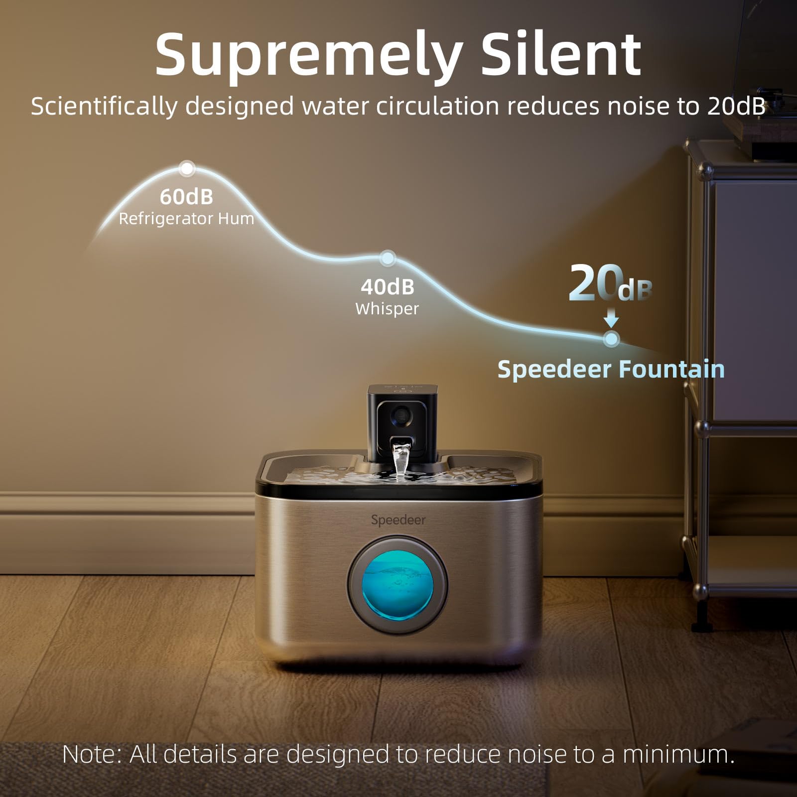 Speedeer ultra-quiet pump ensures calm drinking at any time.