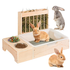 SPEETH 3 in 1 rabbit feeder with hay rack and litter box enhances tidiness and convenience
