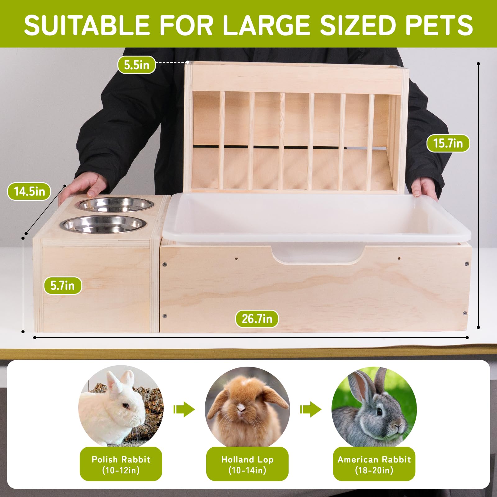 SPEETH rabbit litter box with detachable grate for easy waste separation