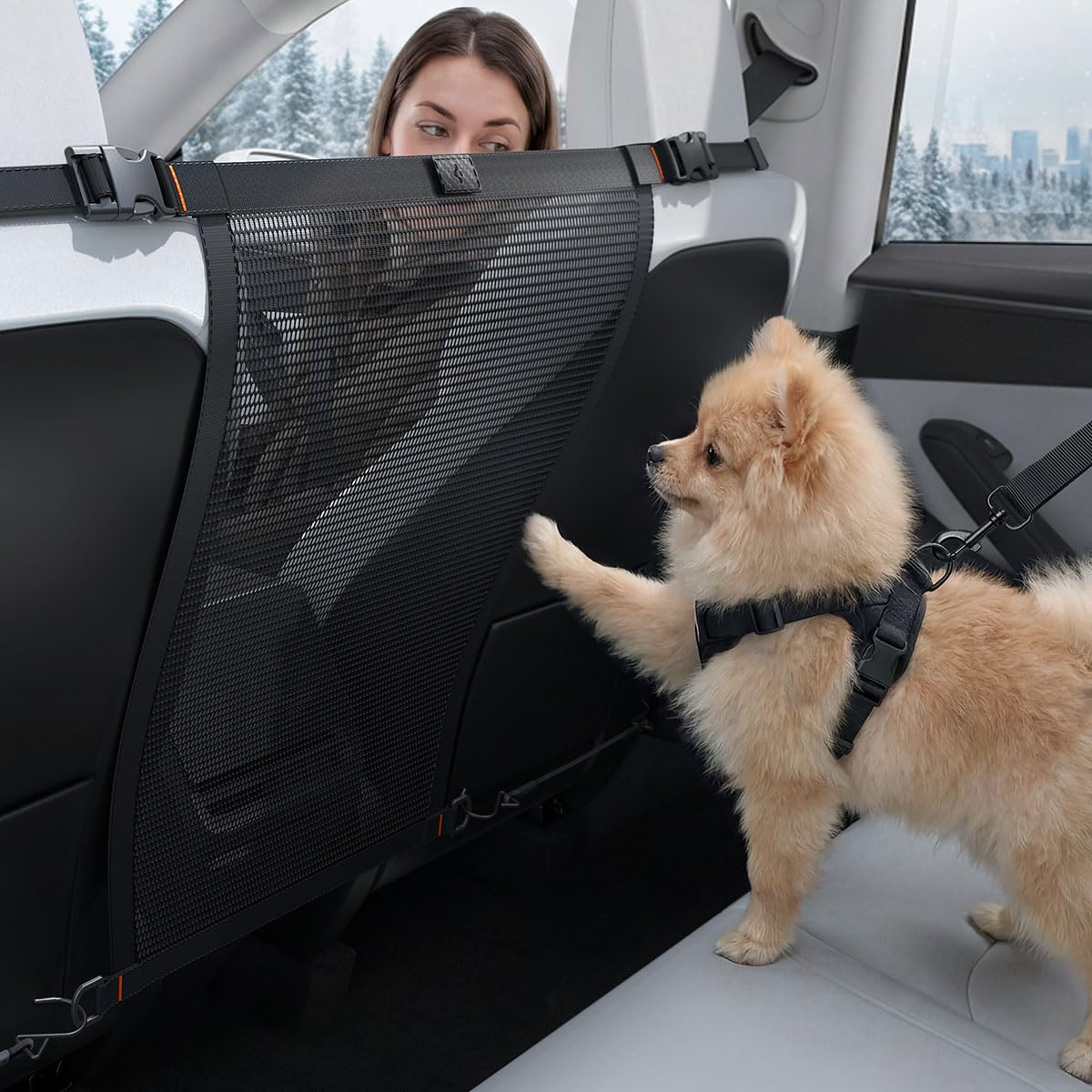 Spigen dog barrier front-seat protection for distraction-free driving.
