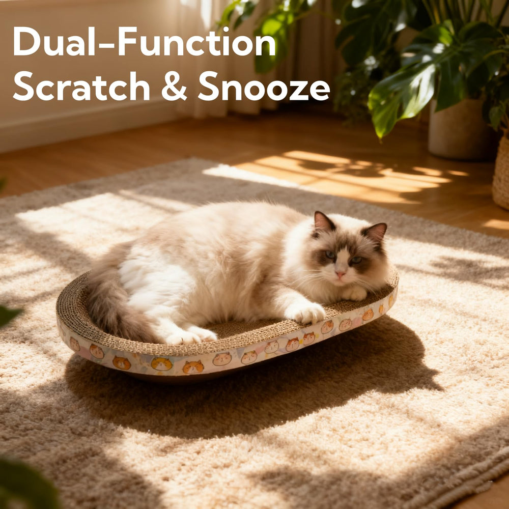Spindro cat scratch pad board offers versatile scratching and lounging options.