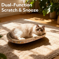 Spindro cat scratch pad board offers versatile scratching and lounging options.