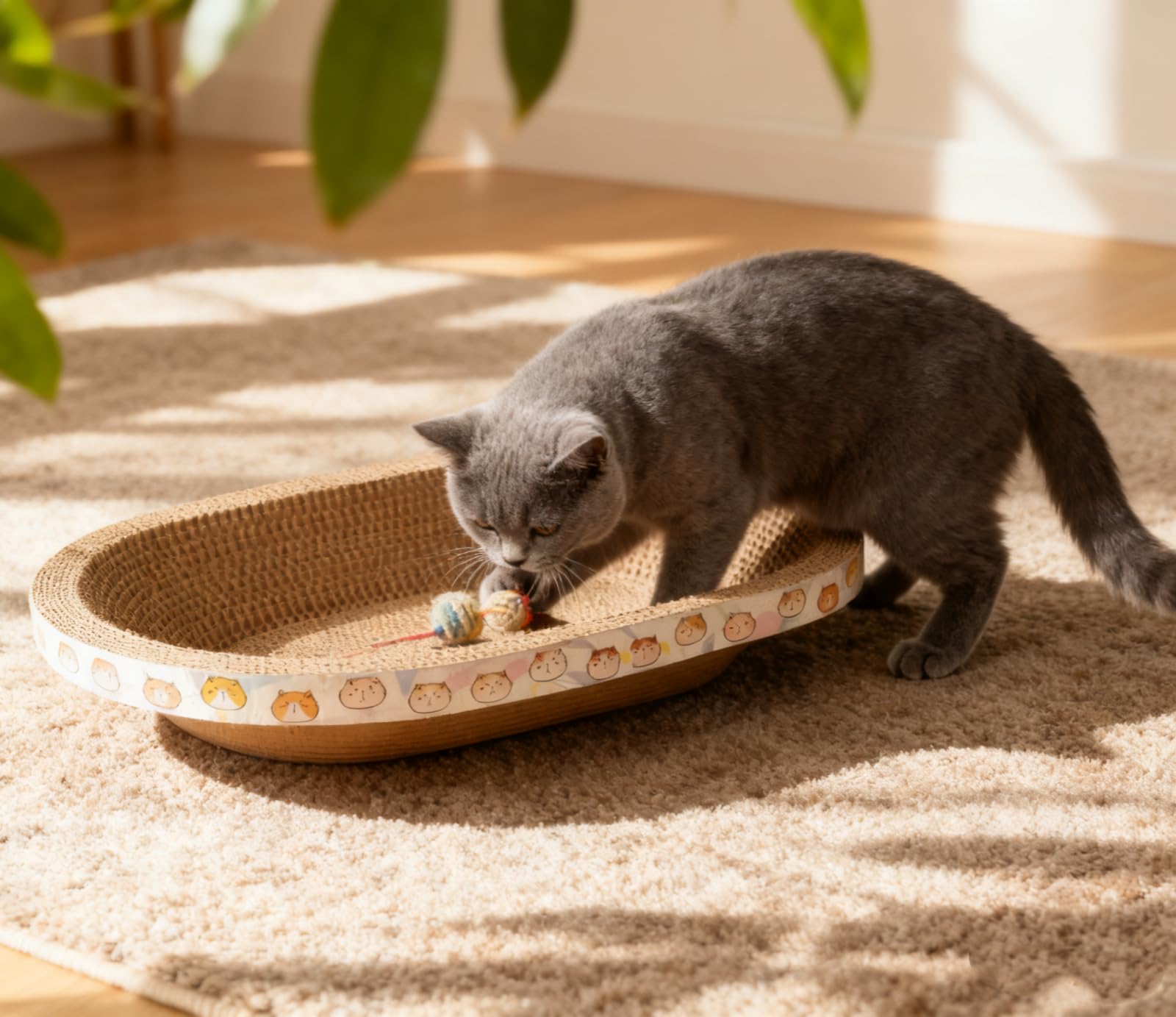 Spindro durable claw care scratcher demonstrates sturdy construction for pets.