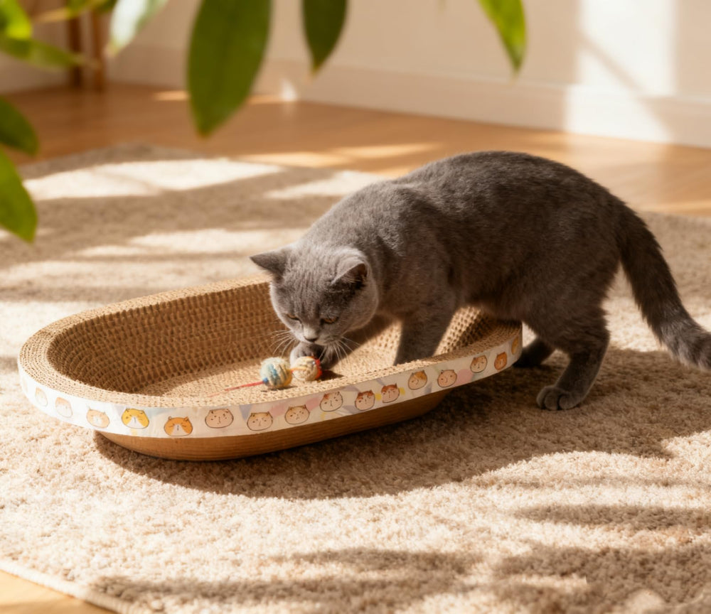 Spindro durable claw care scratcher demonstrates sturdy construction for pets.