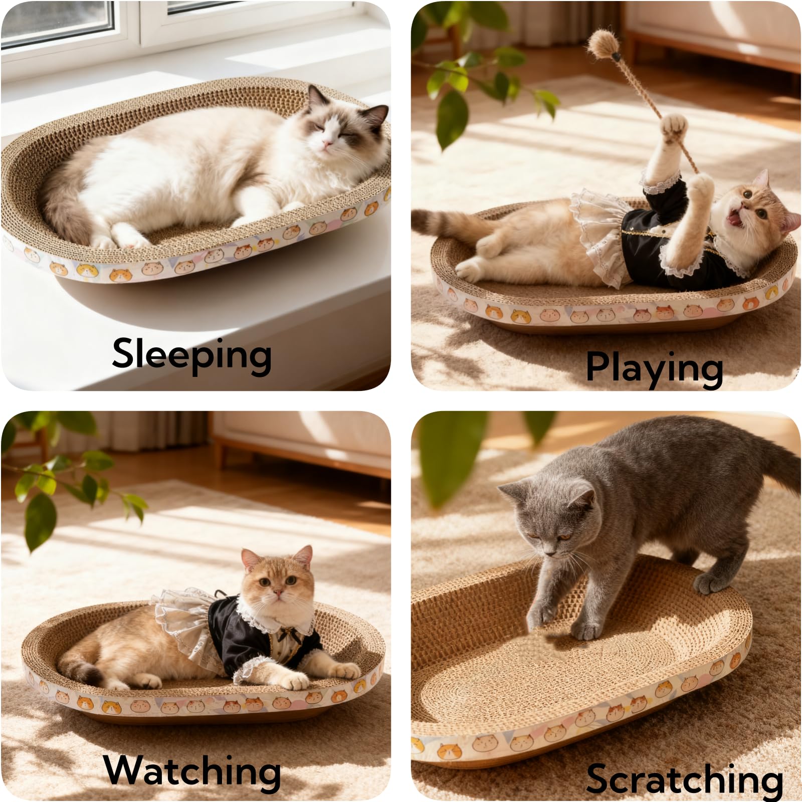 Spindro modern breathable design blends with home decor while cats scratch.