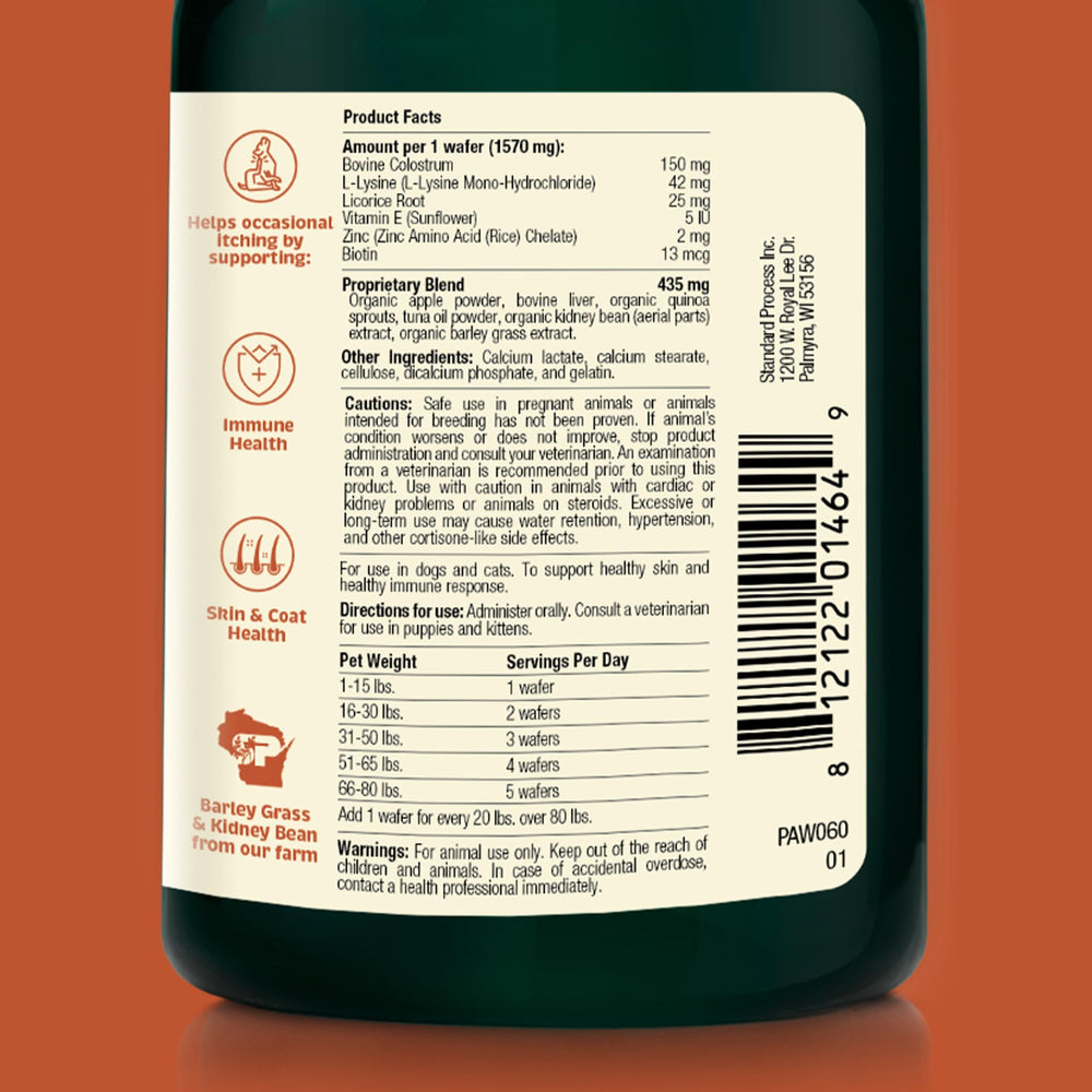 Colostrum-rich Spirited Paw formula for balanced immune support in pets