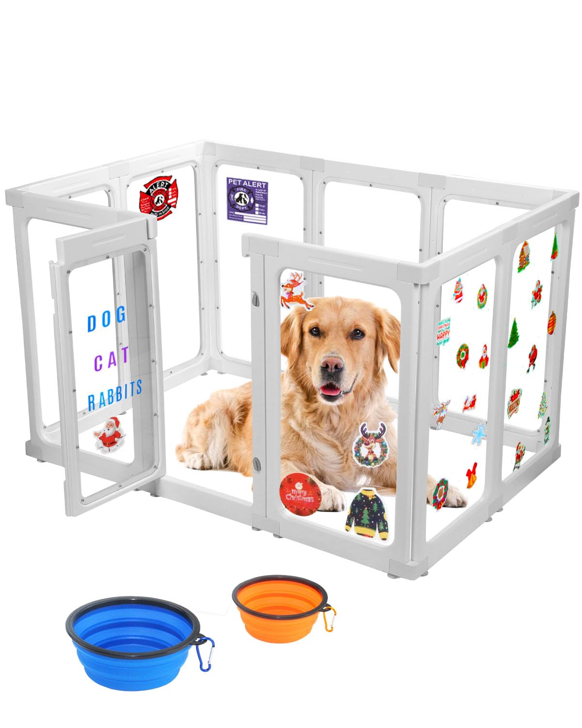 SPOODOR acrylic dog playpen with 10 panels offers clear visibility for indoor play