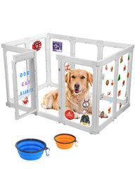 SPOODOR acrylic dog playpen with 10 panels offers clear visibility for indoor play