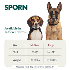 Sporn head halter features padded restraints to reduce rubbing during long walks.