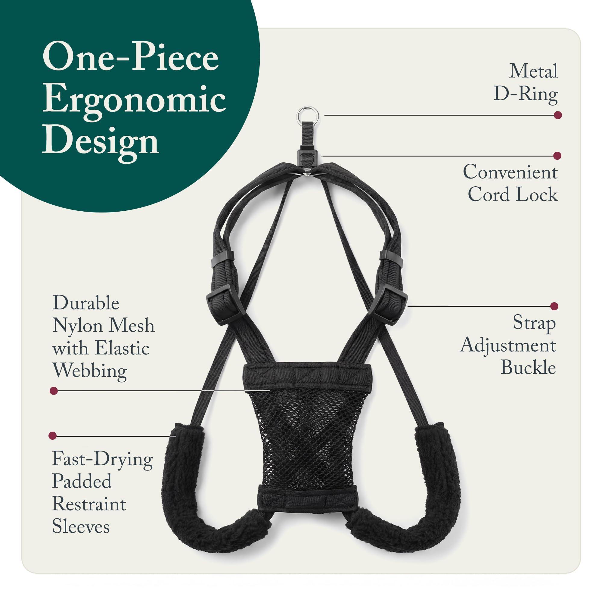 Sporn No Pull Harness breathable mesh chest flexes with movement.
