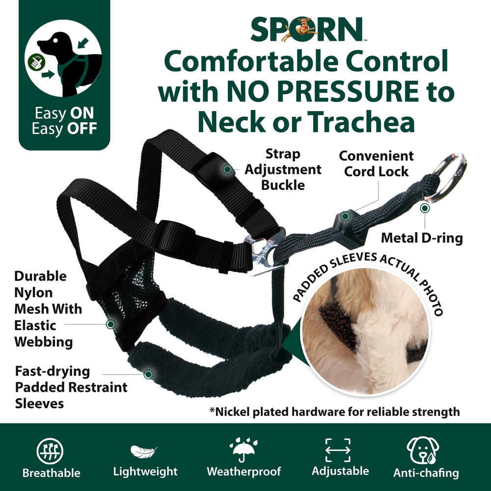Sporn No Pull Harness easy-on/off design for quick fitting.