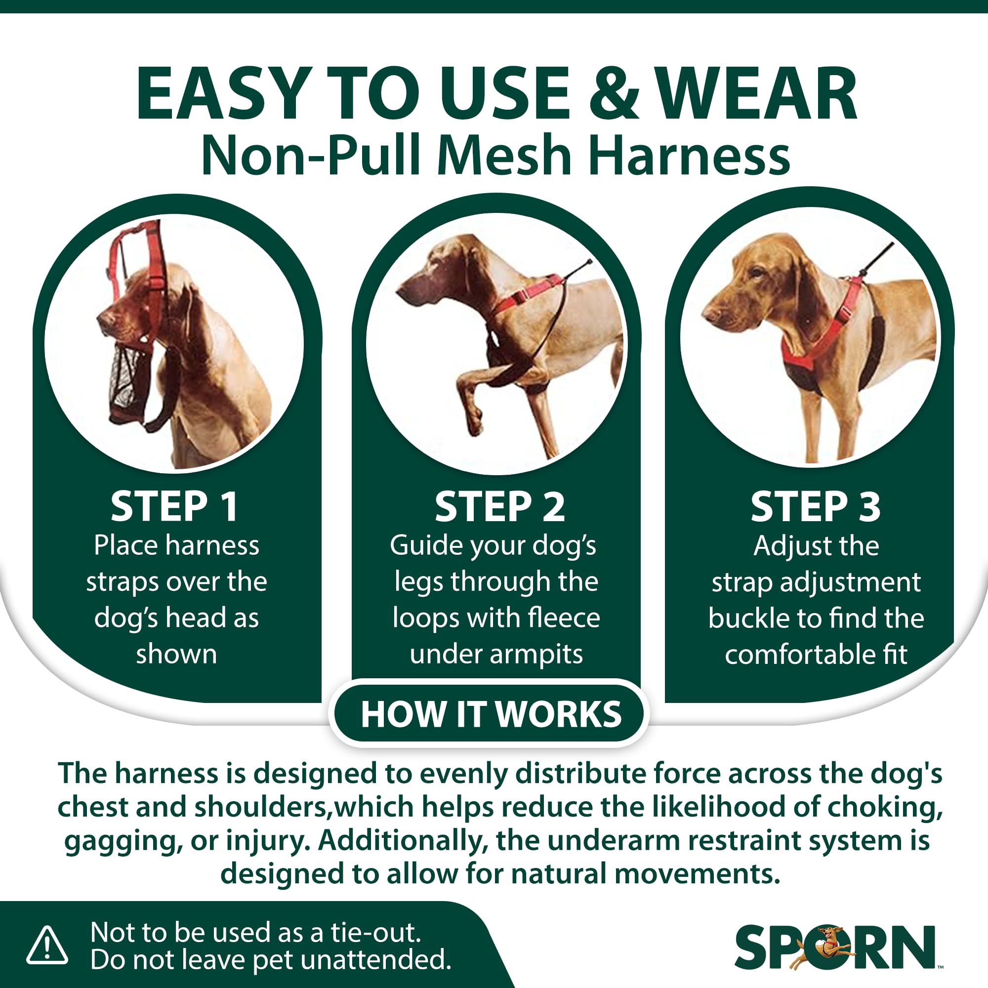 Sporn No Pull Harness durable lightweight nylon for large dogs outdoors.
