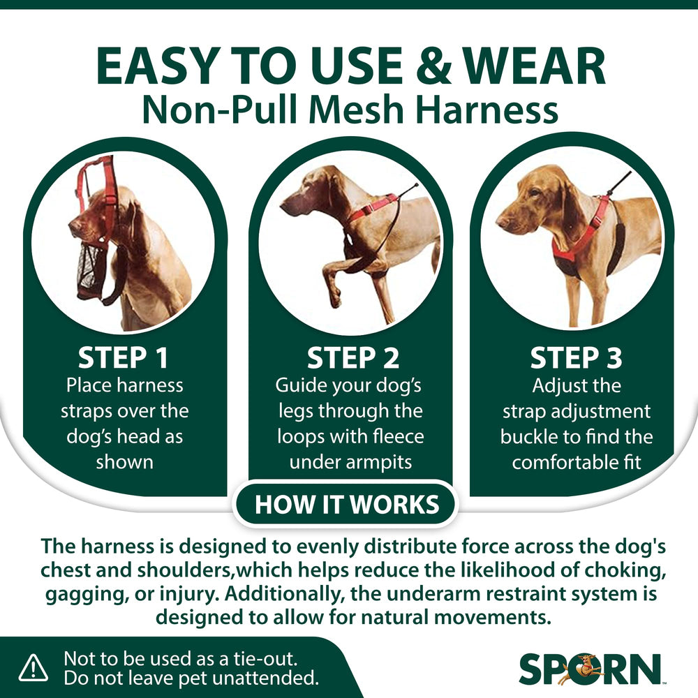 Sporn No Pull Harness durable lightweight nylon for large dogs outdoors.