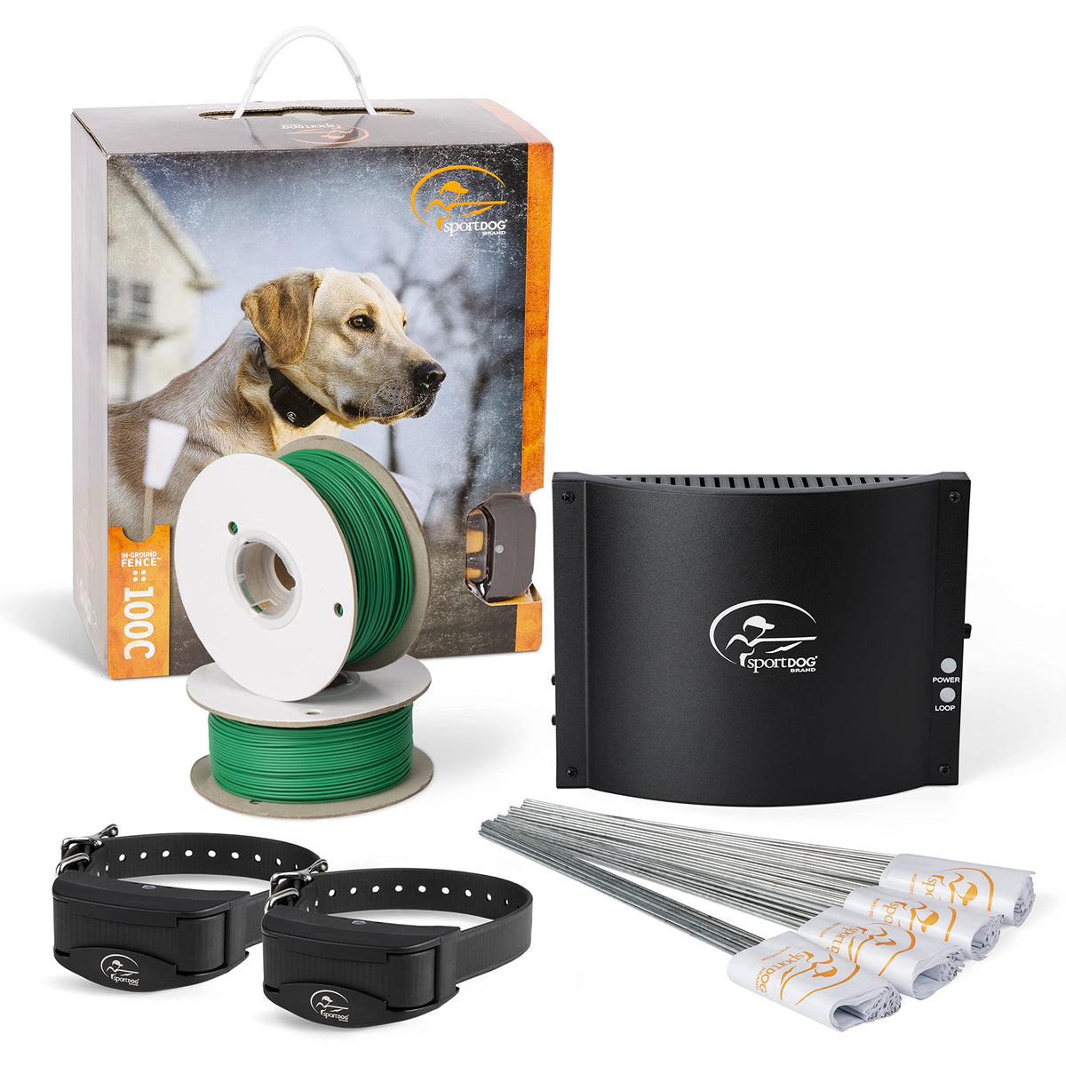 SportDOG SDF-100C in-ground fence pack with two collars for reliable containment