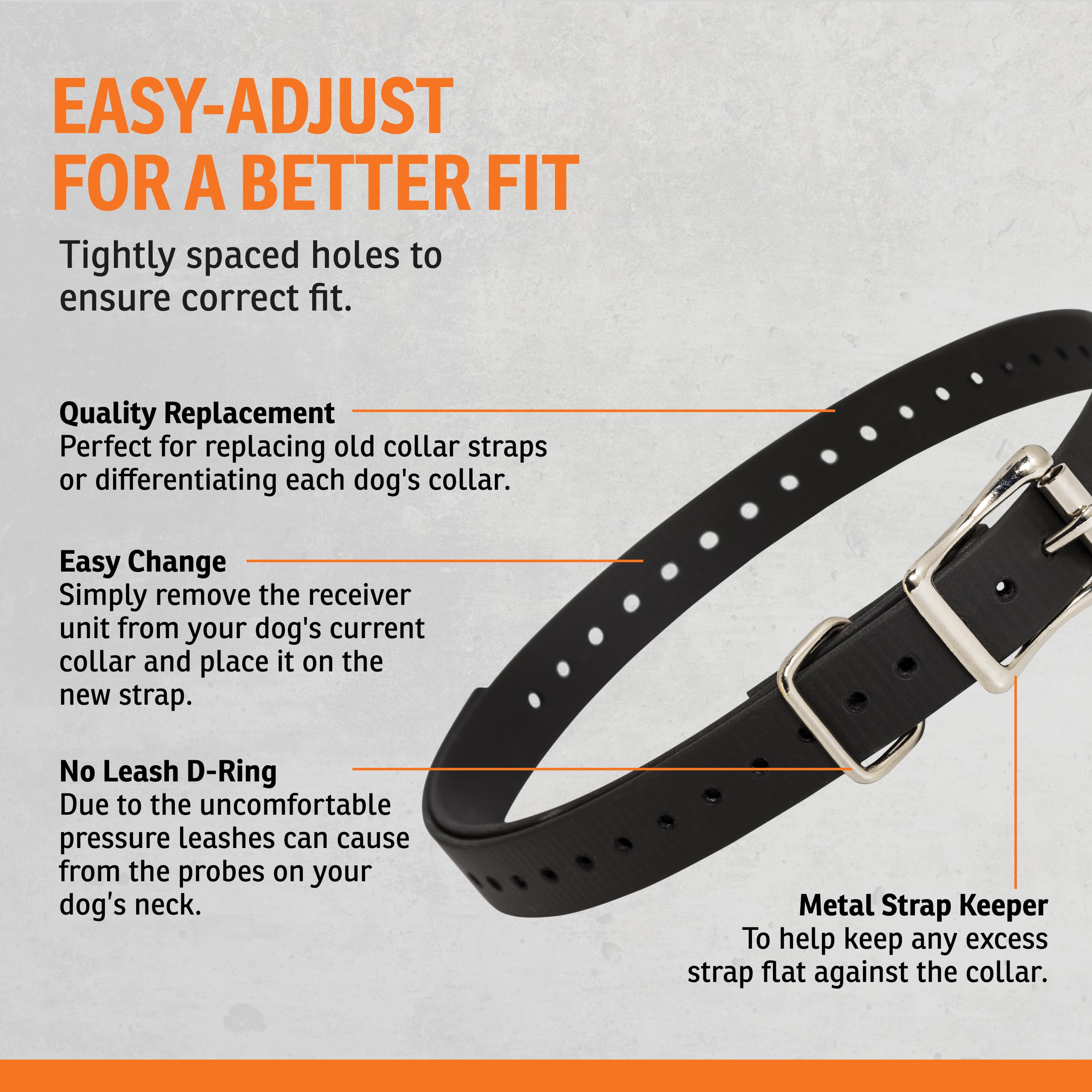 SportDOG strap keeper keeps strap secure during vigorous activity.