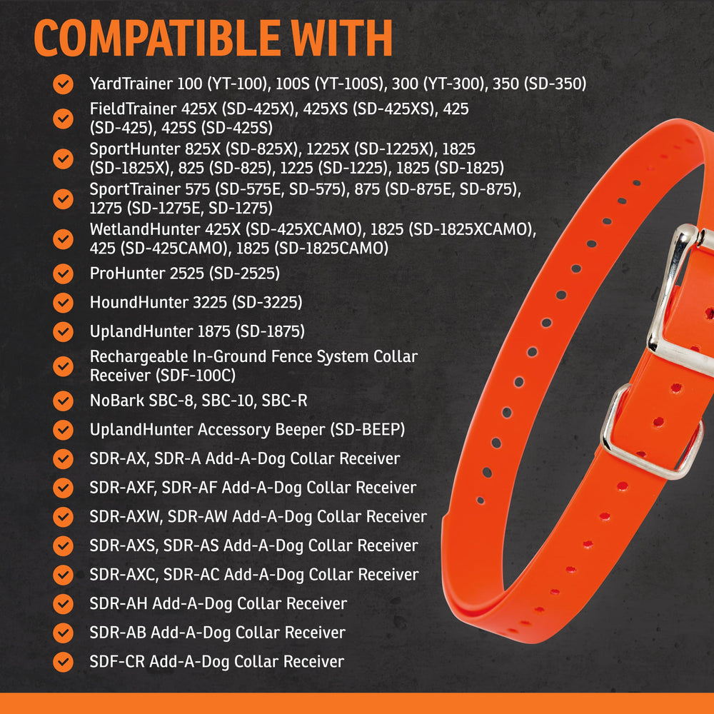 SportDOG camouflage strap with rugged buckle for rain and mud training.