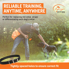 SportDOG waterproof collar strap withstands rain and mud.