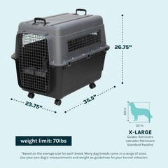 SportPet kennel with wheels detached for compact storage and home use