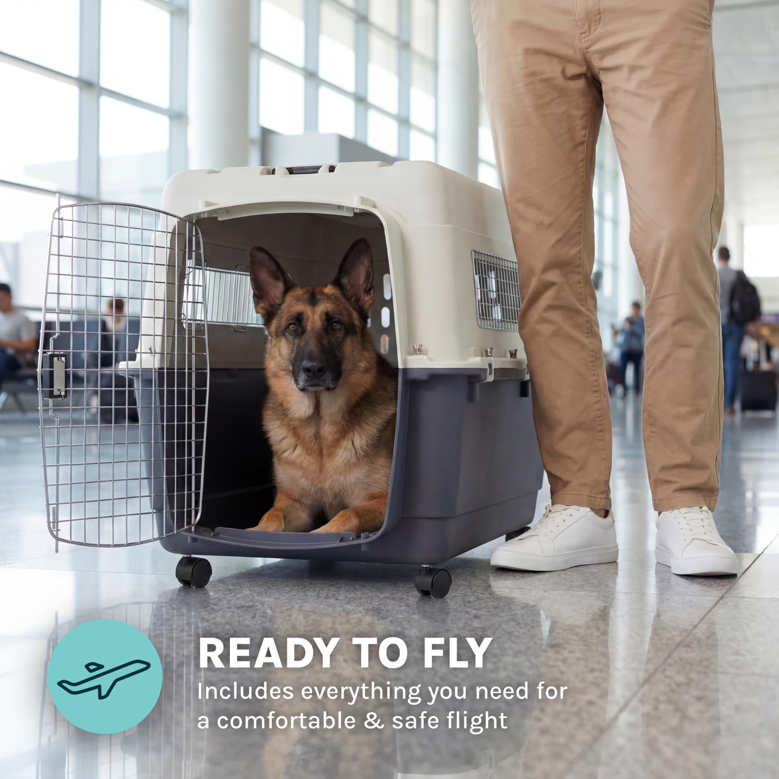 Removable wheels on SportPet kennel for flexible use