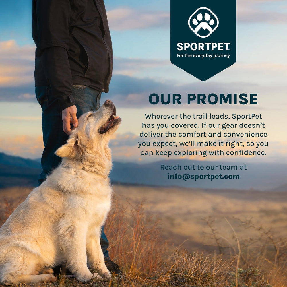In-use travel scene with SportPet kennel and traveling pet