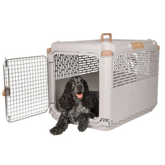 SportPet Designs collapsible medium pet kennel folded for easy storage.