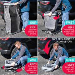 SportPet foldable backseat kennel folds quickly for extra passenger space.