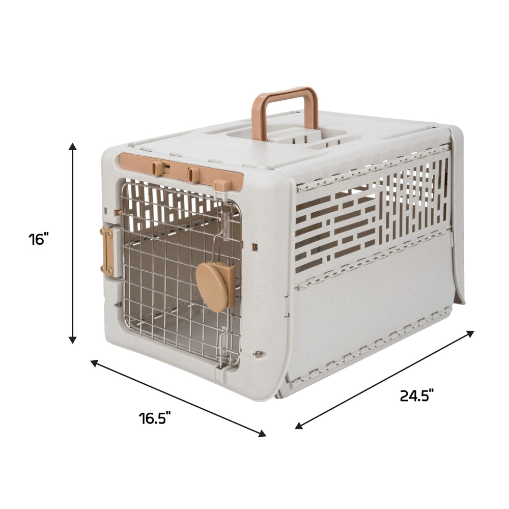 SportPet Designs indoors-outdoors crate suitable for pets up to 25lbs.