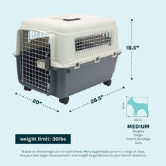 SportPet Designs travel kennel with wheels for easy airport navigation