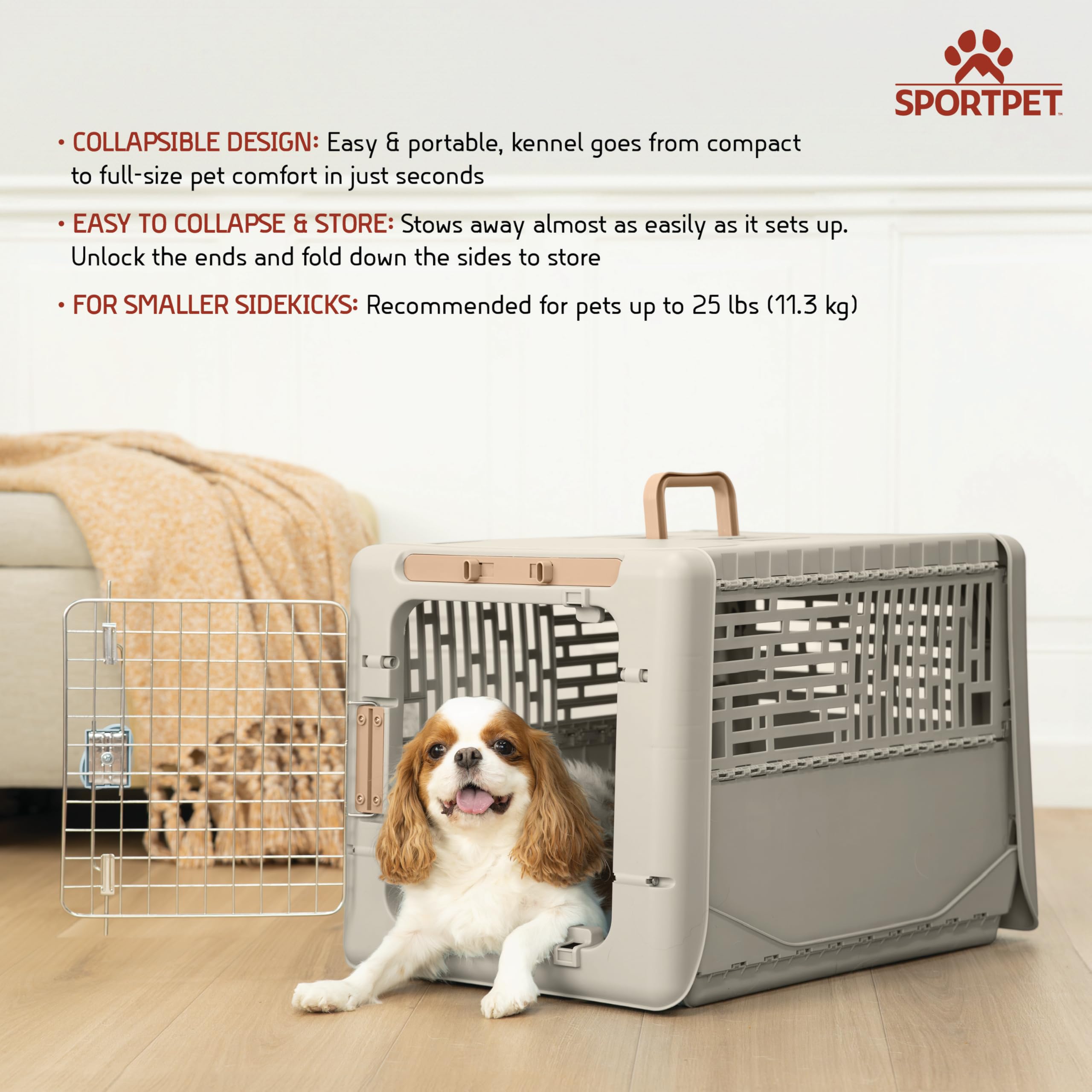 SportPet Designs twist-lock gate keeps small pets secure during travel.
