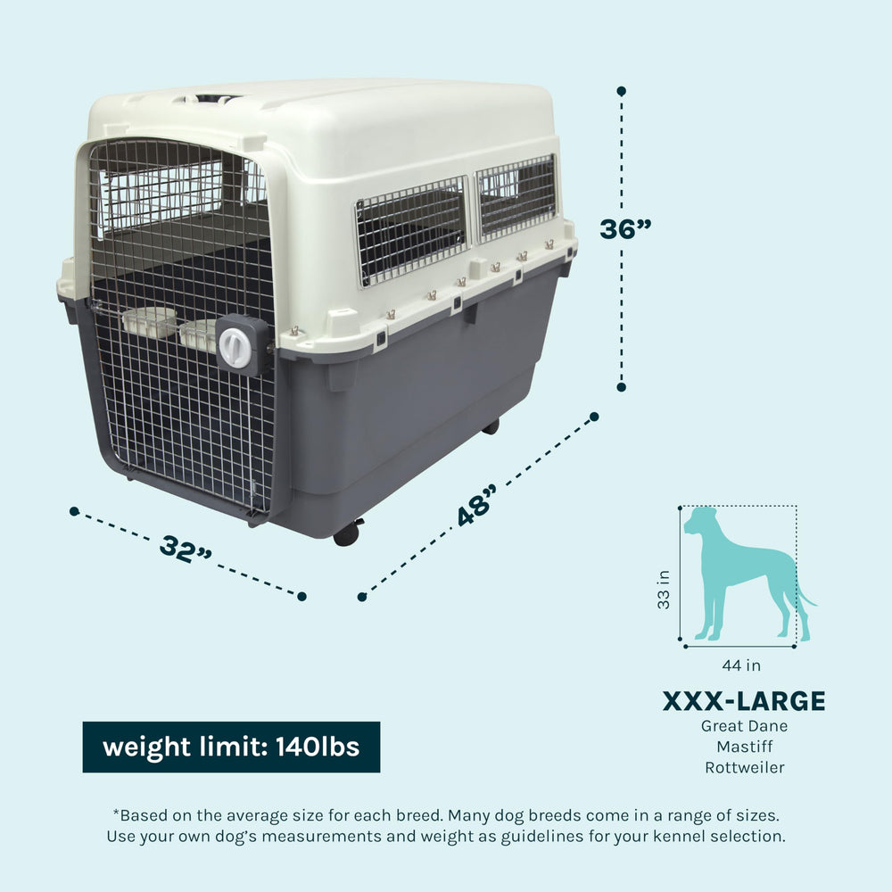 SportPet Designs XXX-LARGE kennel wheel-side view for easy airport transport