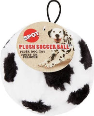 SPOT plush soccerball dog toy with squeaker for interactive indoor play.