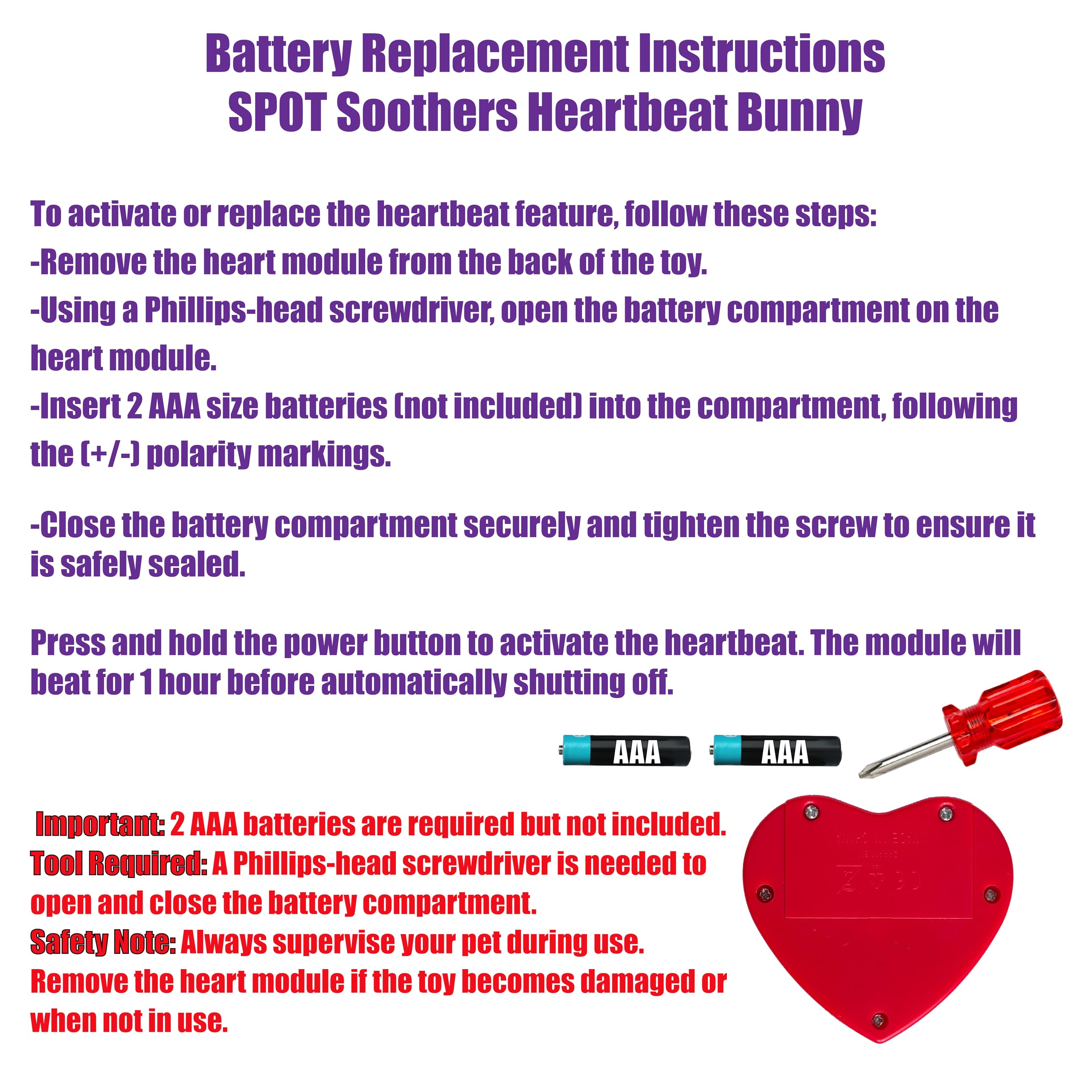 Removable squeaker on SPOT Soothers Heartbeat Bunny for interactive time.