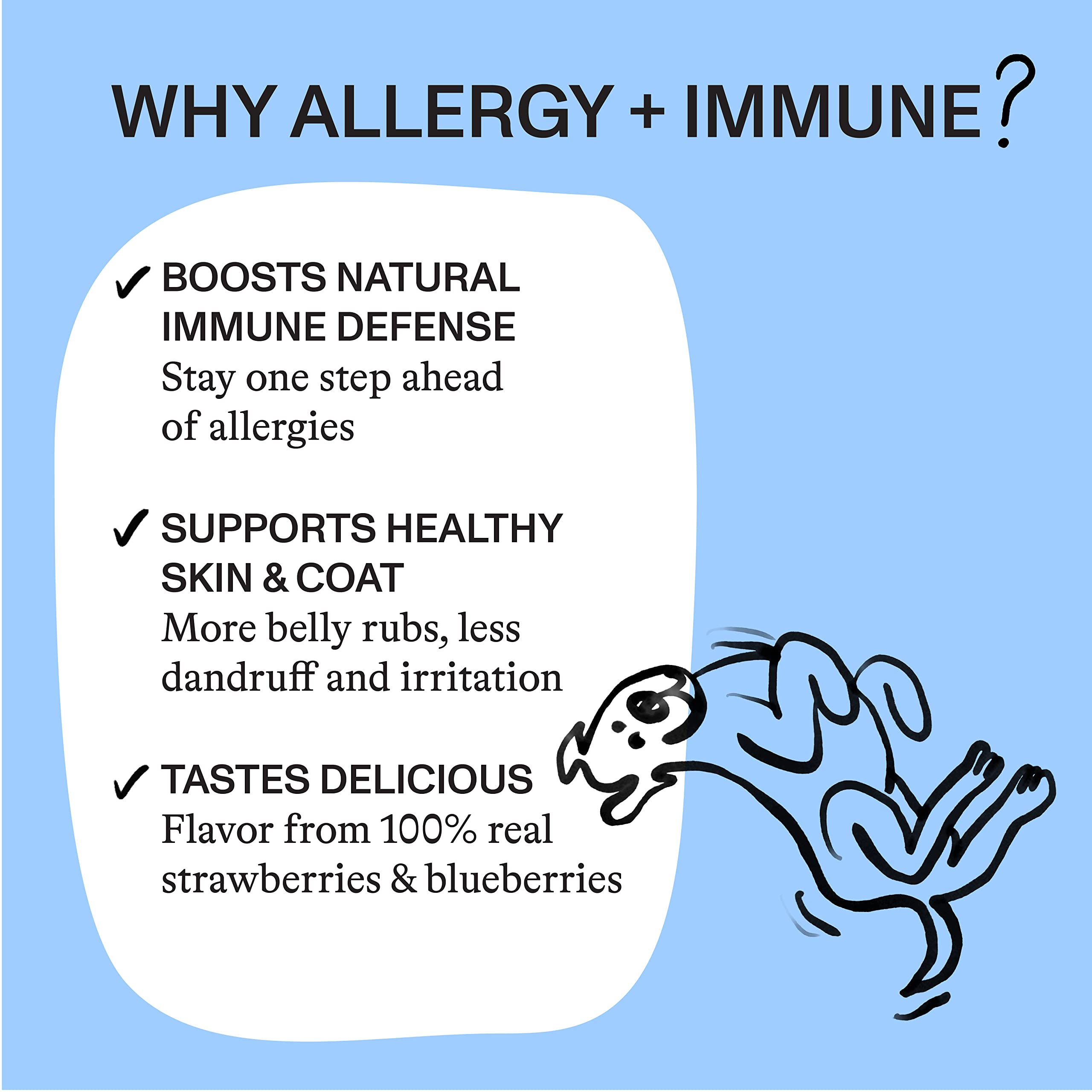 Spot & Tango Allergy + Immune blueberries strawberries highlight real fruit flavor dogs love
