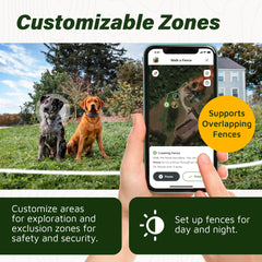 SpotOn GPS collar with overlapping fences illustrates unlimited, adaptable layouts for large properties.