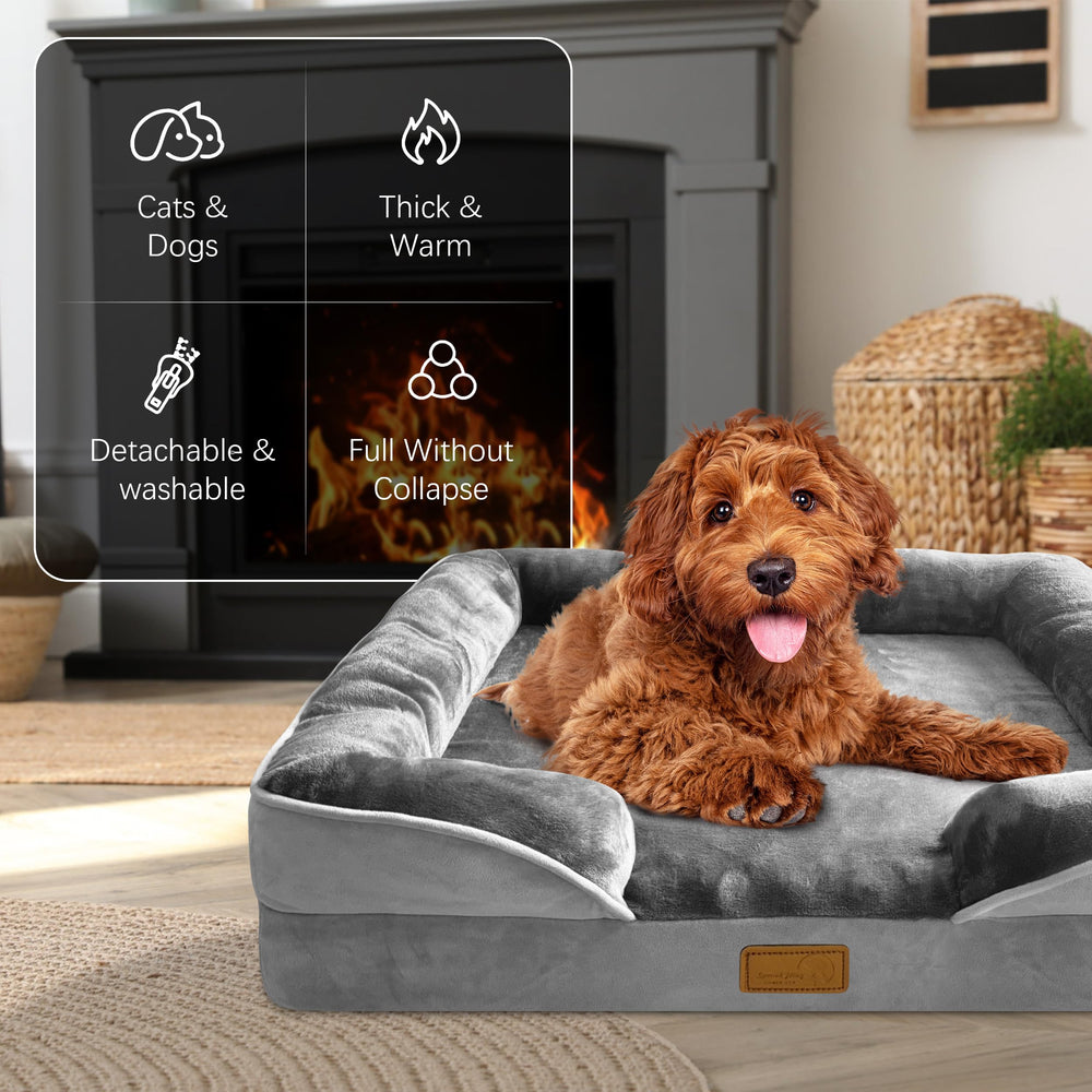 Spotted Play bed—four-sided bolsters cushion head and neck.