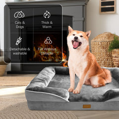 Spotted Play bed with four-sided bolsters offering cuddle-ready comfort.