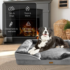 Spotted Play large dog sofa bed with sides offers cozy bolster for neck support.
