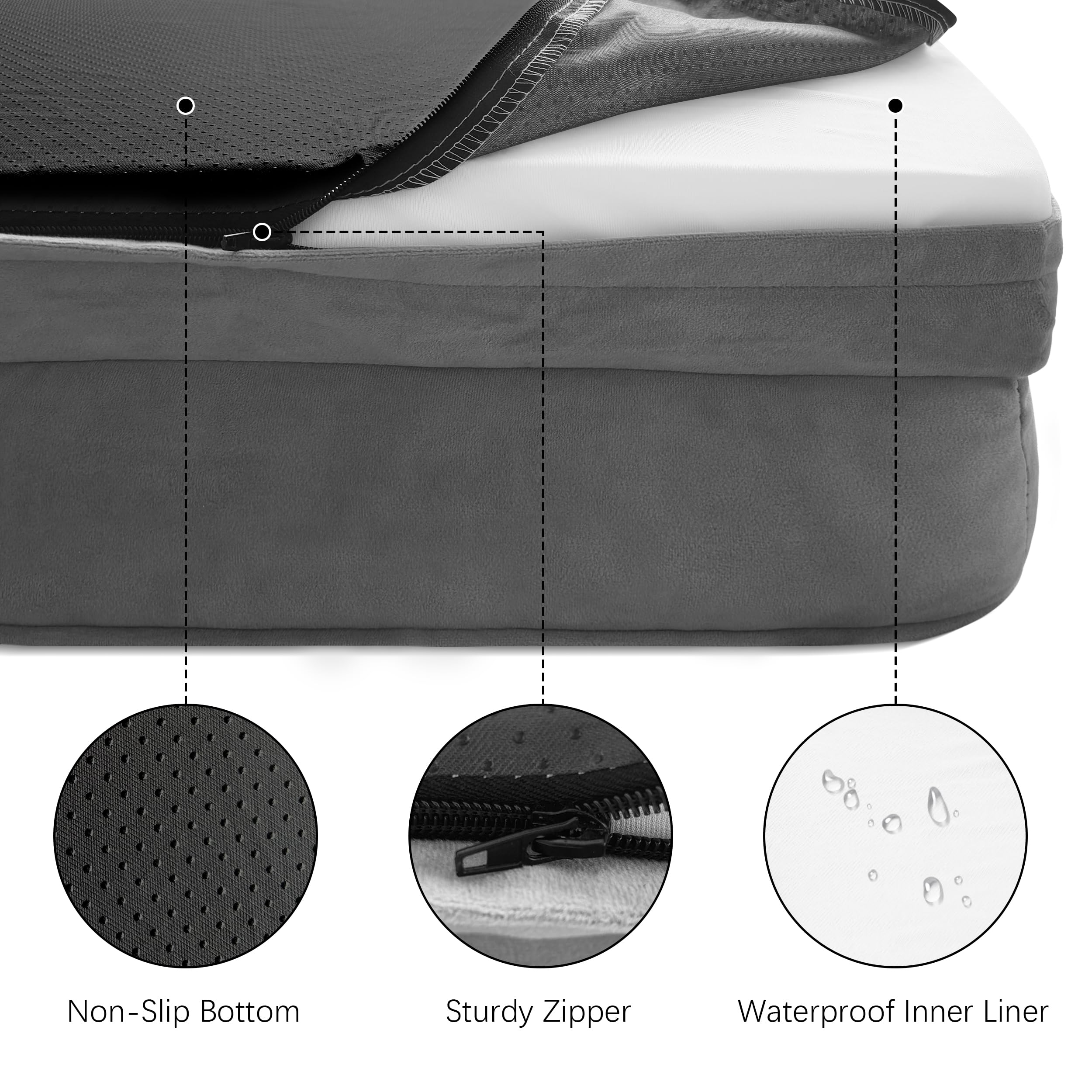 Spotted Play waterproof liner protecting the mattress from spills and accidents.