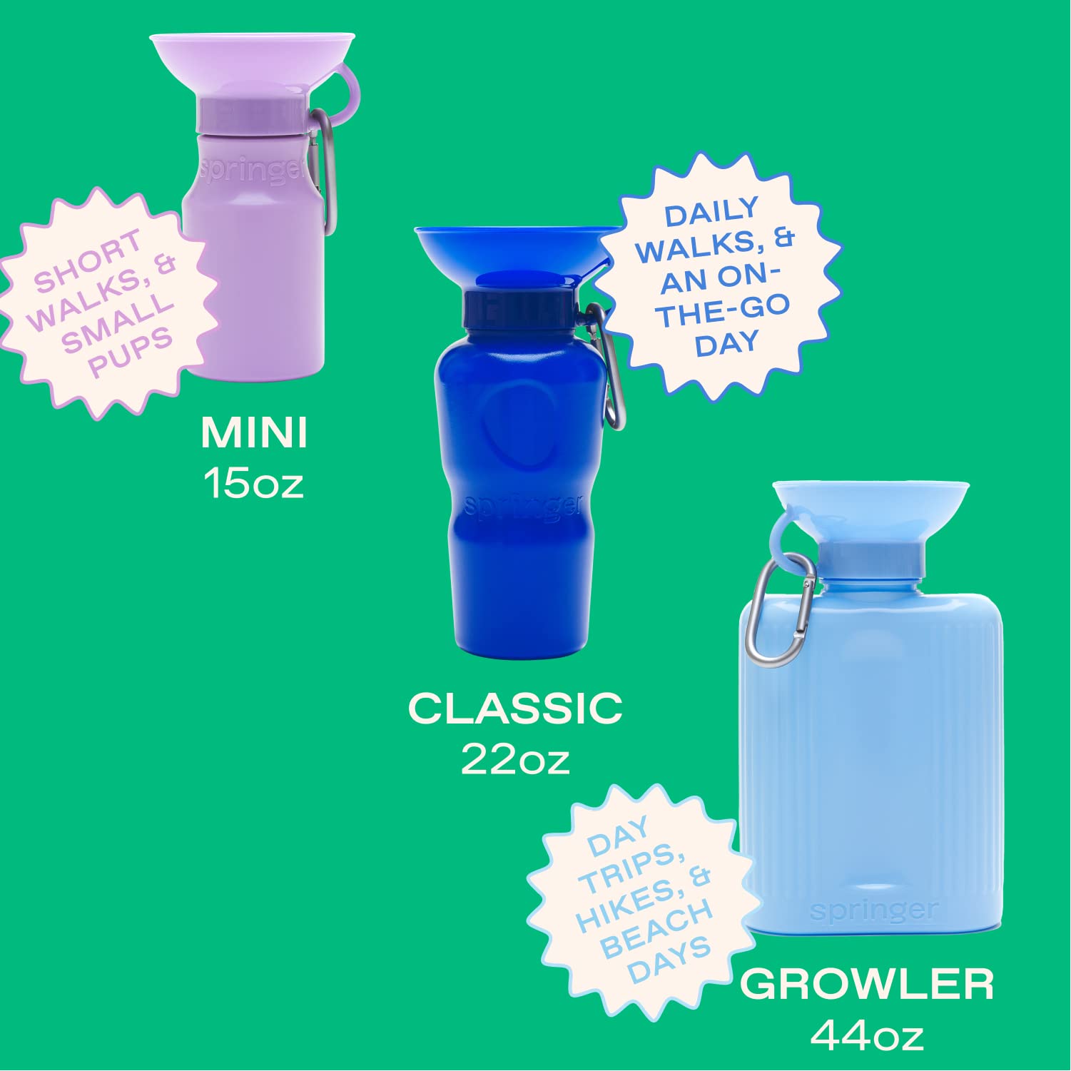 Springer bottle is BPA-free for safe daily use with pets.