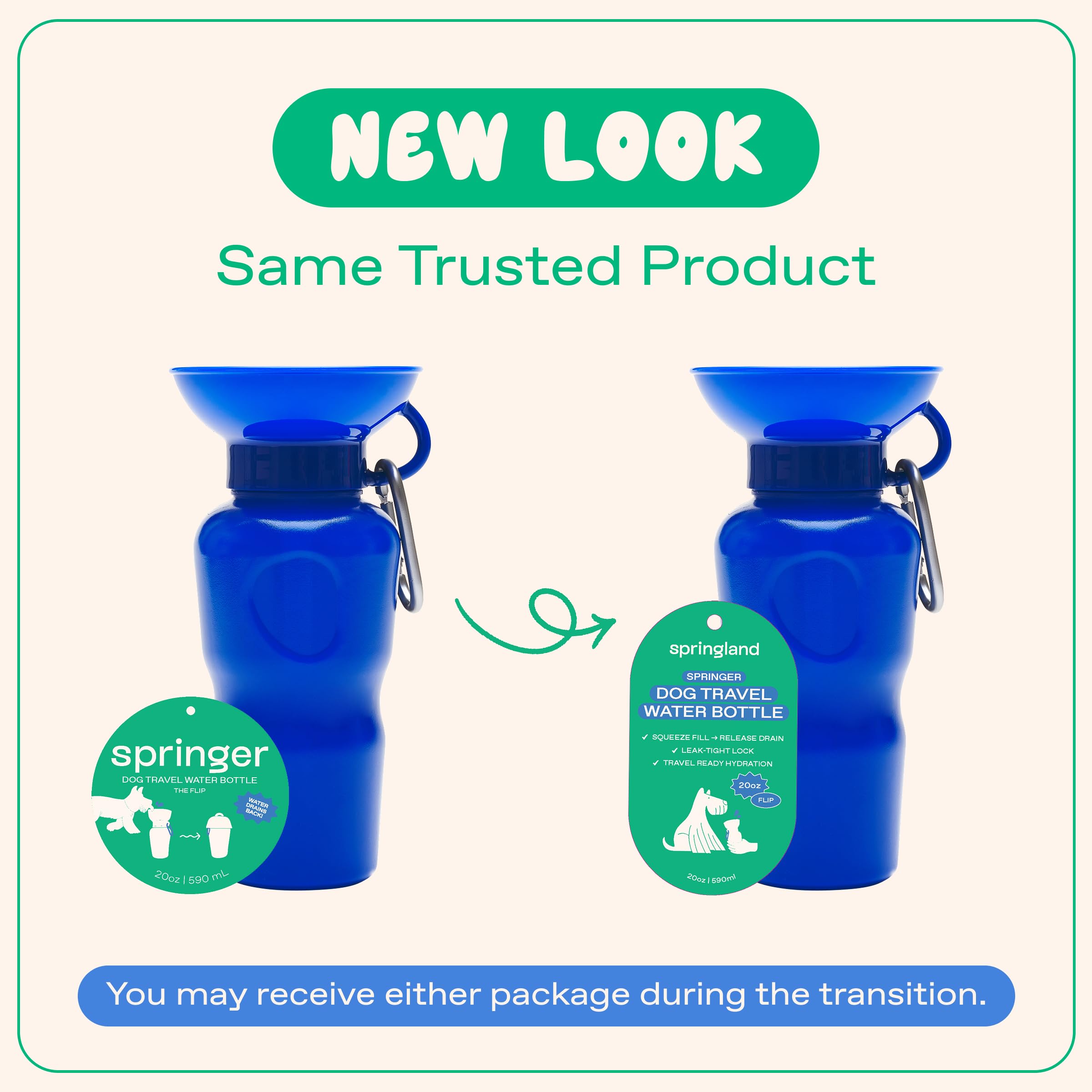 As seen on Shark Tank, Springer bottle trusted by pet parents.