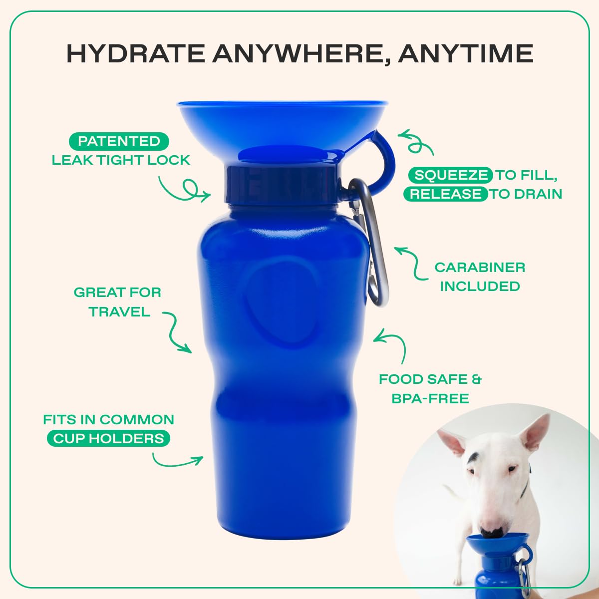 One-handed operation demonstrates easy filling of the Springer bottle’s bowl.