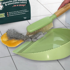 Sprinkle & Sweep activated carbon odor lock showcases instant odor neutralization.
