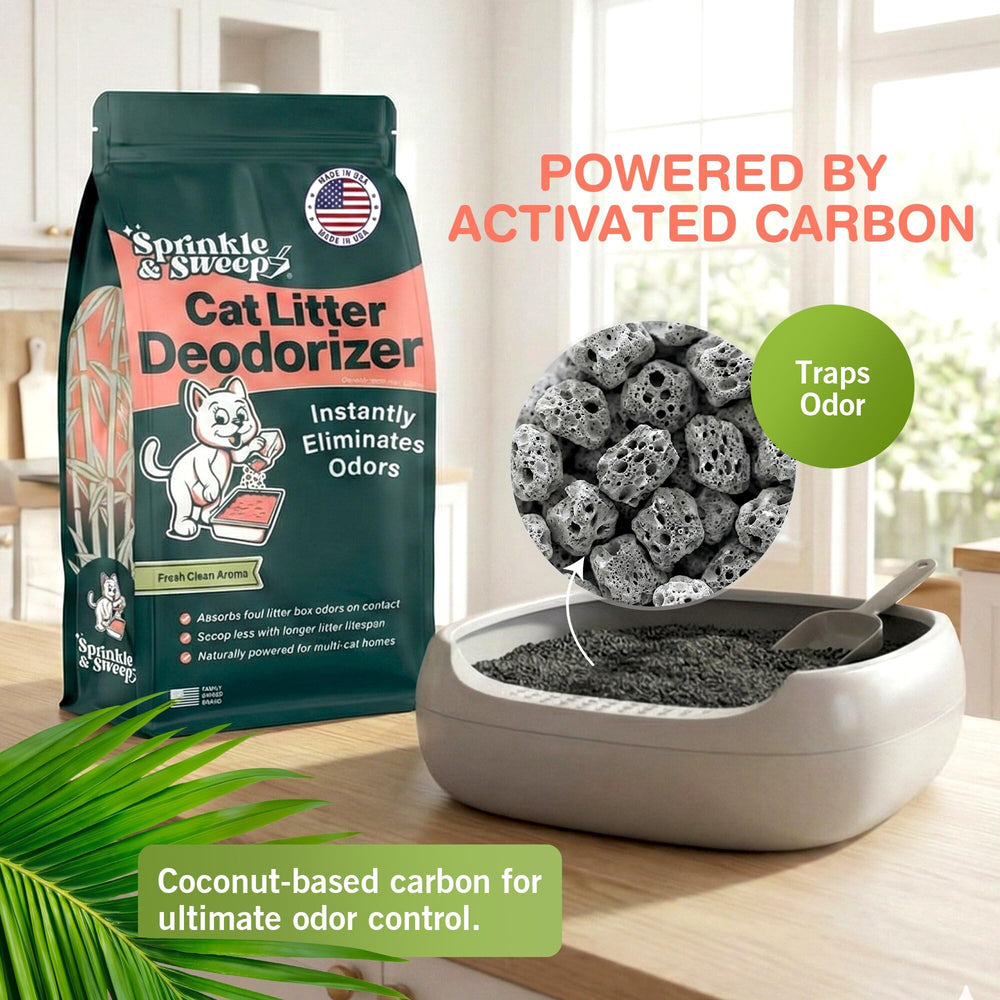 Sprinkle & Sweep coconut-based activated carbon beads show odor capture